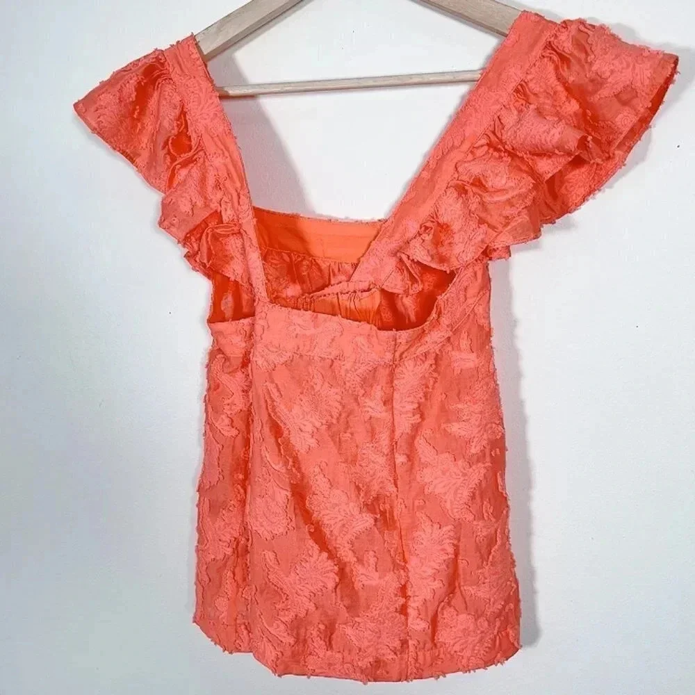 Anthropologie Coral Crossback Ruffled Top - Picture 11 of 14
